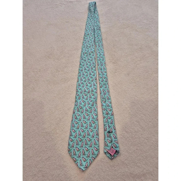 Vineyard vines Men's Wind Surfer Silk Necktie Neck Tie for shirt Green Blue - Picture 2 of 5
